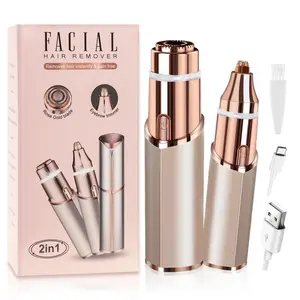 Electric Eyebrow Trimmer, 1 Set Portable 2 in 1 Facial Hair Remover, Lip Facial Body Hair Removal Tool with LED Light, Facial Hair Care Tool, Electric Shaver Women, Eyebrow, Epilator Hair Remover