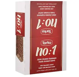 Torku NO. 1 Milk Chocolate Wafer with Hazelnut Cream 24 Bars - Delightful Snack with Rich Milk Chocolate & Nutty Hazelnut Cream Flavor