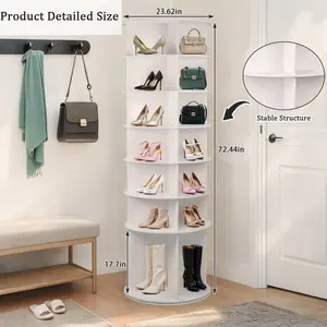360° Rotating 7-tier shoe rack can store 24 to 28 pairs of shoes. This rotating circular shoe rack is perfect for use in entryways, living rooms, hallways, and other areas for shoe storage.