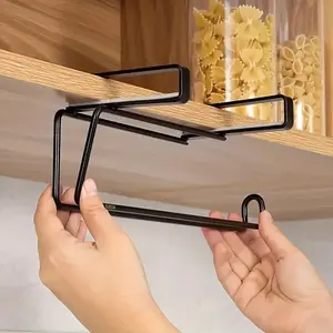 Easy Install Metal Paper Towel Holder, Wall-Mounted, No Drilling Design, Ideal for Kitchen and Bathroom Organization