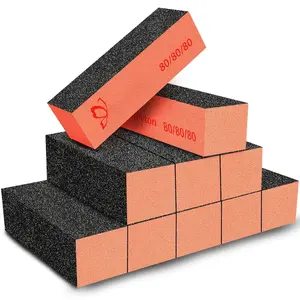 Sanding Blocks, 80/80 Grit  Buffer Files for  Nails Kit Manicure Tool 10 count (Black Orange)