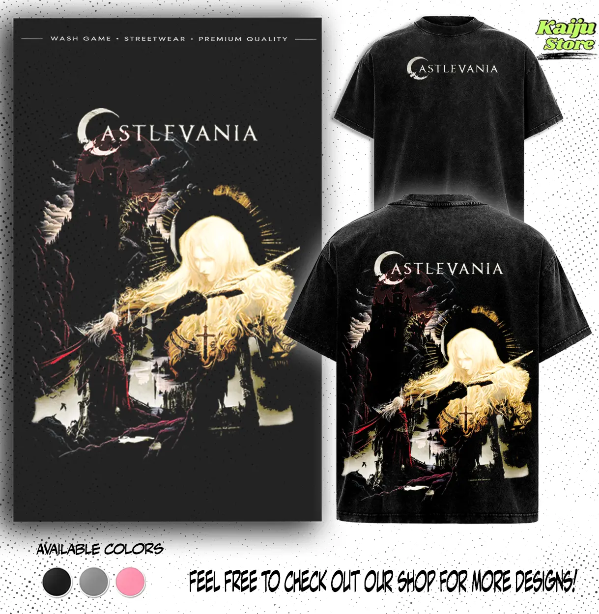 Alucard Castlevania Vintage Graphic Tee, Dark Gothic Game T-shirt, Premium Washed Heavyweight Cotton Tshirt, Retro Vampire Merch 90s, Gift for Castlevania Fan