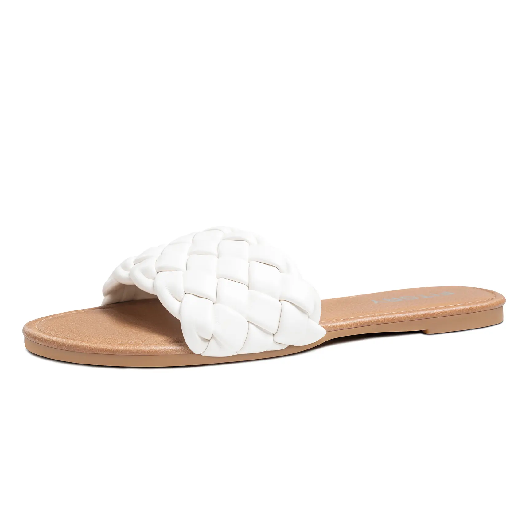 FITORY Women's Braided Flat Sandals, Stylish Easy Slip-On Summer Slides, Comfortable Casual Walking Shoe, Footwear, Sandals Women