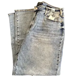 Judy Blue High Rise Light Mineral Wash Raw Hem Wide Leg Jeans 15/32 • 14W • 16W Womenswear Bottom