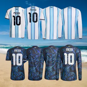 10# Messi 2026 Argentina National Team Home Short Sleeve Soccer Jersey Blue and White Casual