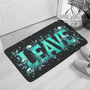Leave Door Mat,Funny Message Doormat, Witchy Door Mat,Halloween Mat, Floral Skulls Doormat, Please Leave Door Mat