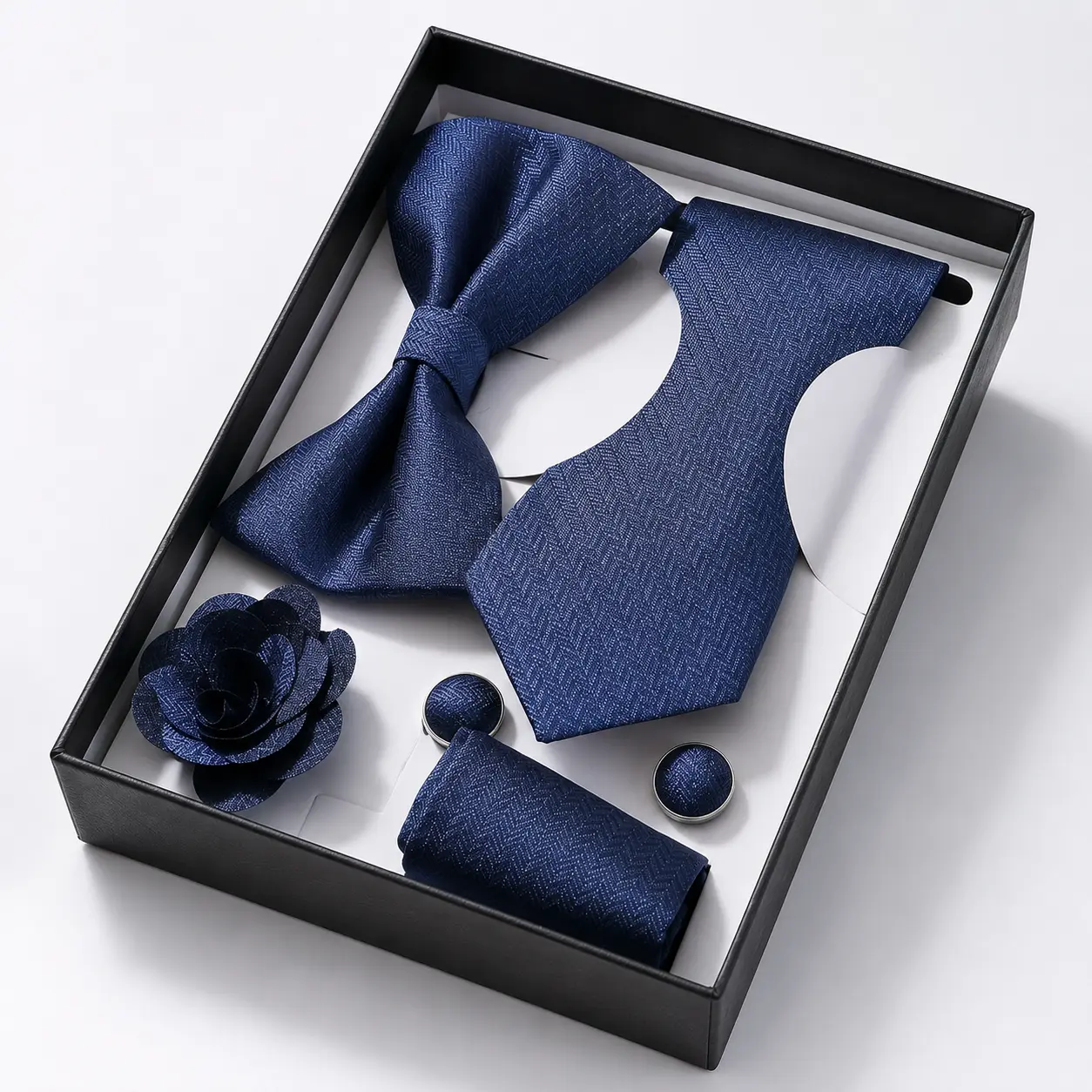 Men's 6-Piece Tie Gift Set, Luxury Paisley Formal Necktie and Bow Tie with Cufflinks for Wedding, Business, Father's Day, Weddings Sets