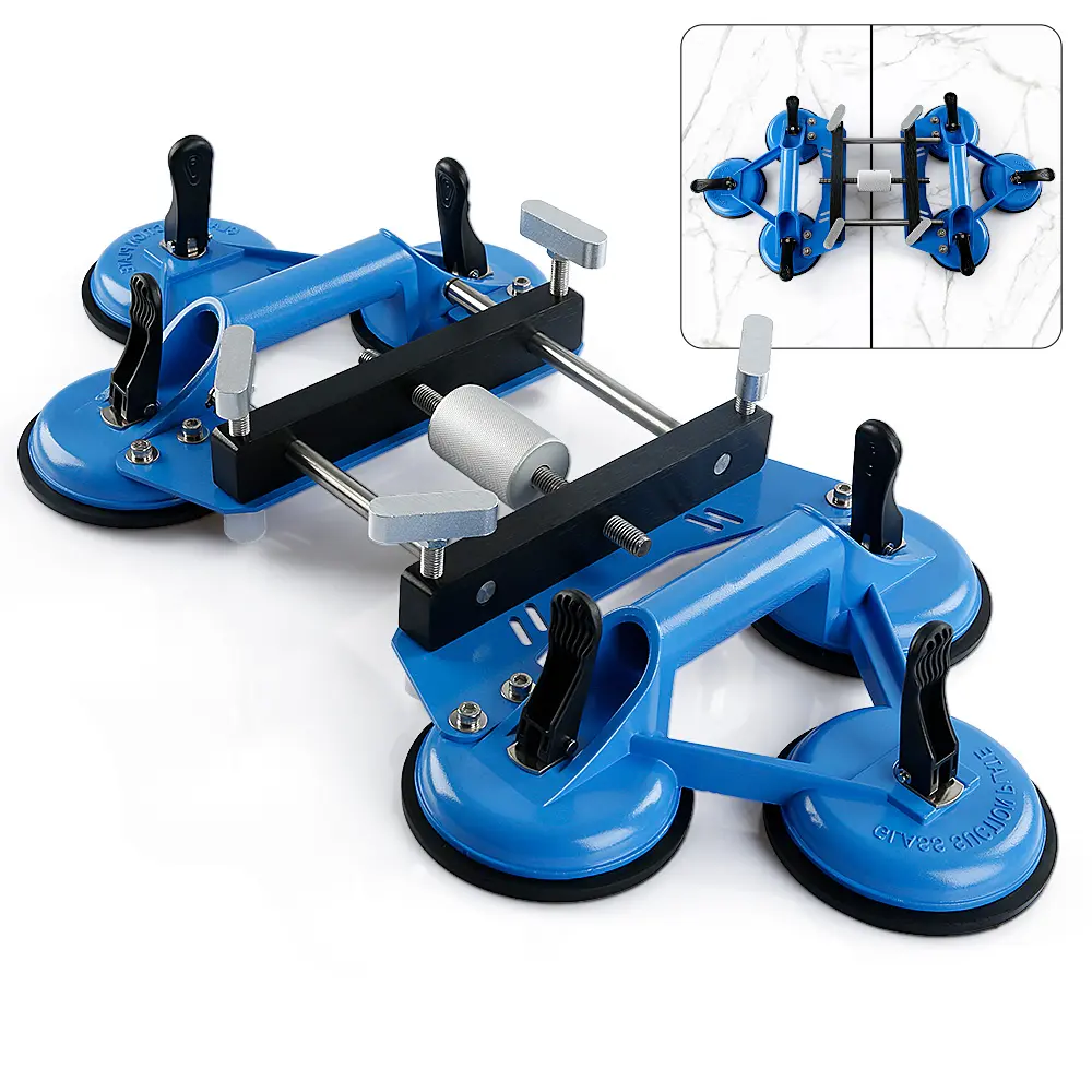 LOZLIN 6 Professional Heavy-Duty Suction Cup Lifters - Aluminum Vacuum Plates with Non-Slip Handles, Car Repair Tool for Lifting/Moving Large Glass, Tile, Granite