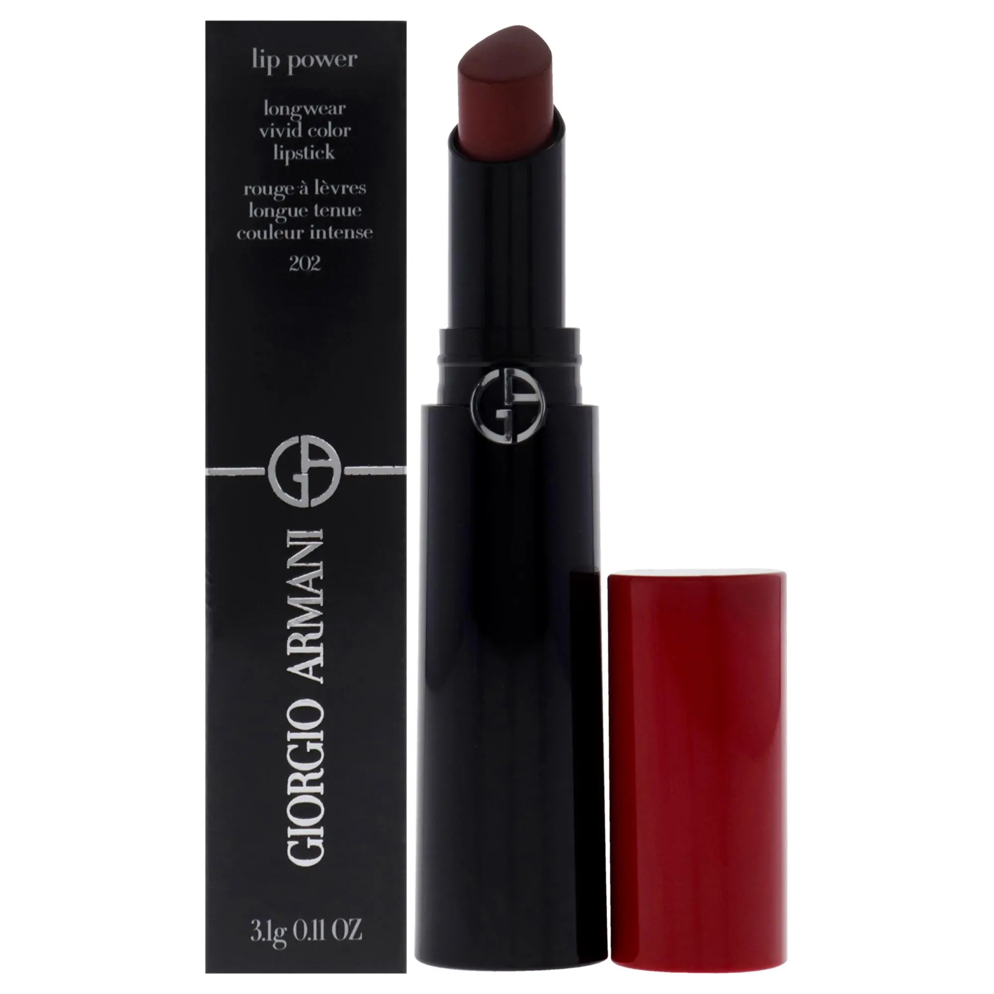 Giorgio Armani Women's Compact Bold Longwear Vivid Color Lipstick - Shade 202 Grazia, 0.11oz Makeup for Daily Application, Apply Daily