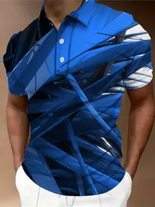 Men's collared shirts, golf and tennis outdoor clothes, geometric 3D digital printed trendy clothes, new arrivals