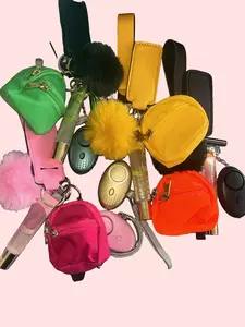 Defense keychain with lipgloss and mini bag.