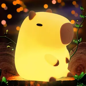 FAMIDUO Cute Capybara Night Light, LED Squishy Novelty Animal Lamp, 2 Levels Dimmable Nursery Night Light for Kids Sleeping, Baby Rechargeable Touch Lamps, Kawaii Room Dorm Decor, Funny Gift