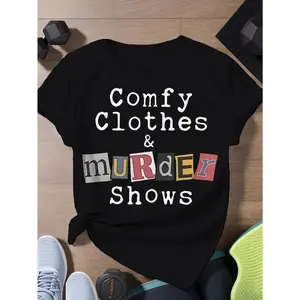 [100%25 Cotton] Unique Unisex Round Neck T-Shirt – Quirky 'Comfortable Clothes And Murder Show' Print, Perfect For Crime Fans And All Festivities! T-Shirt For Men And Women