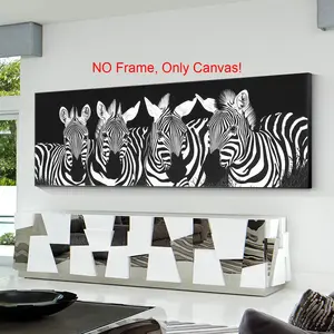 Zebra Pattern Unframed Painting, 1 Count Animal Pattern Canvas Wall Art, Wall Decor for Home Living Room Bedroom Office
