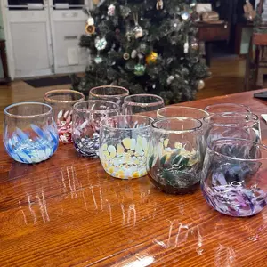 Blown Glass Tumblers - Handcrafted Artisanal Drinking Glasses with Unique Patterns and Vibrant Colors for Everyday Use