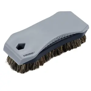 VIKING Leather Cleaner Brush, Horsehair Bristles for Car Interior, Cleaning Brush for Car and Home, Grey, 6.5 x 2.8 x 2 inch