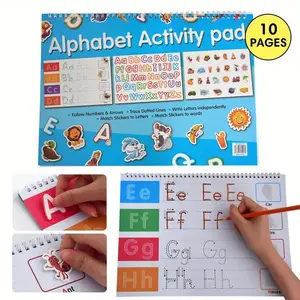 Learning Book A4 Flip-Page English Alphabet Early Education Handwriting Practice Book for Toddlers, Pen Control Sticker Activity Book
