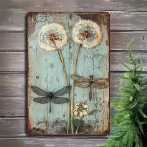 Dandelion & Dragonfly Pattern Wall Art, Rustic Wooden Wall Decor, Wall Hanging Decor For Home Living Room Bedroom Farmhouse Kitchen Coffee Shop, Vintage Ornaments Farmhouse Outdoor