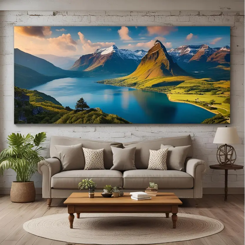 Panoramic Canvas Prints - Artistic Decor for Room Wall Ornaments - Gallery Wrapped with 1.5 Inch Edge Mirrored Depth - Unframed 2" Mirrored Edge for Framing or Mounting Decoration Photo Landscape