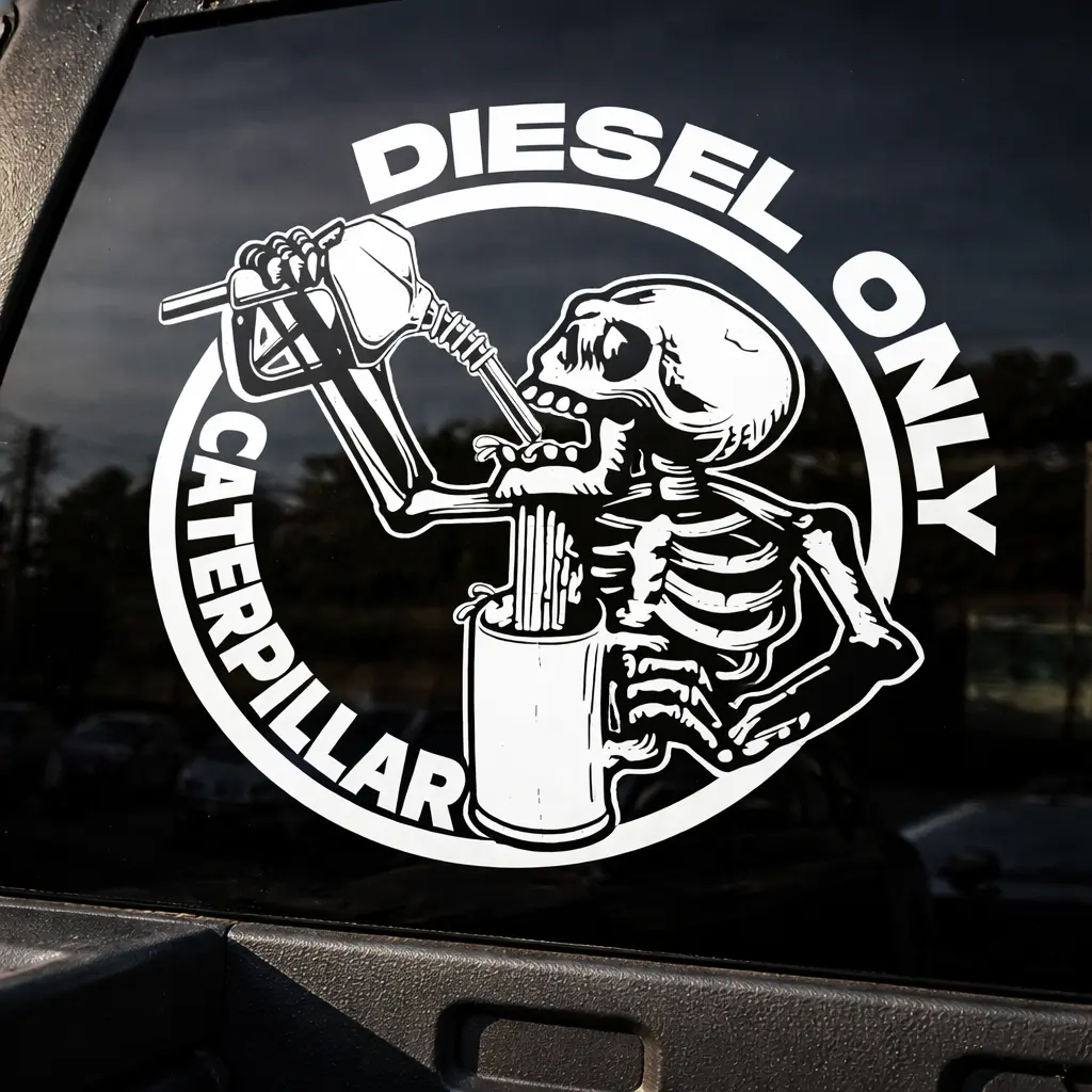 Caterpillar Diesel-Only Adhesive Vinyl Decal, Car Accessories Bumper Sticker, Truck Decal for Vehicle Decoration