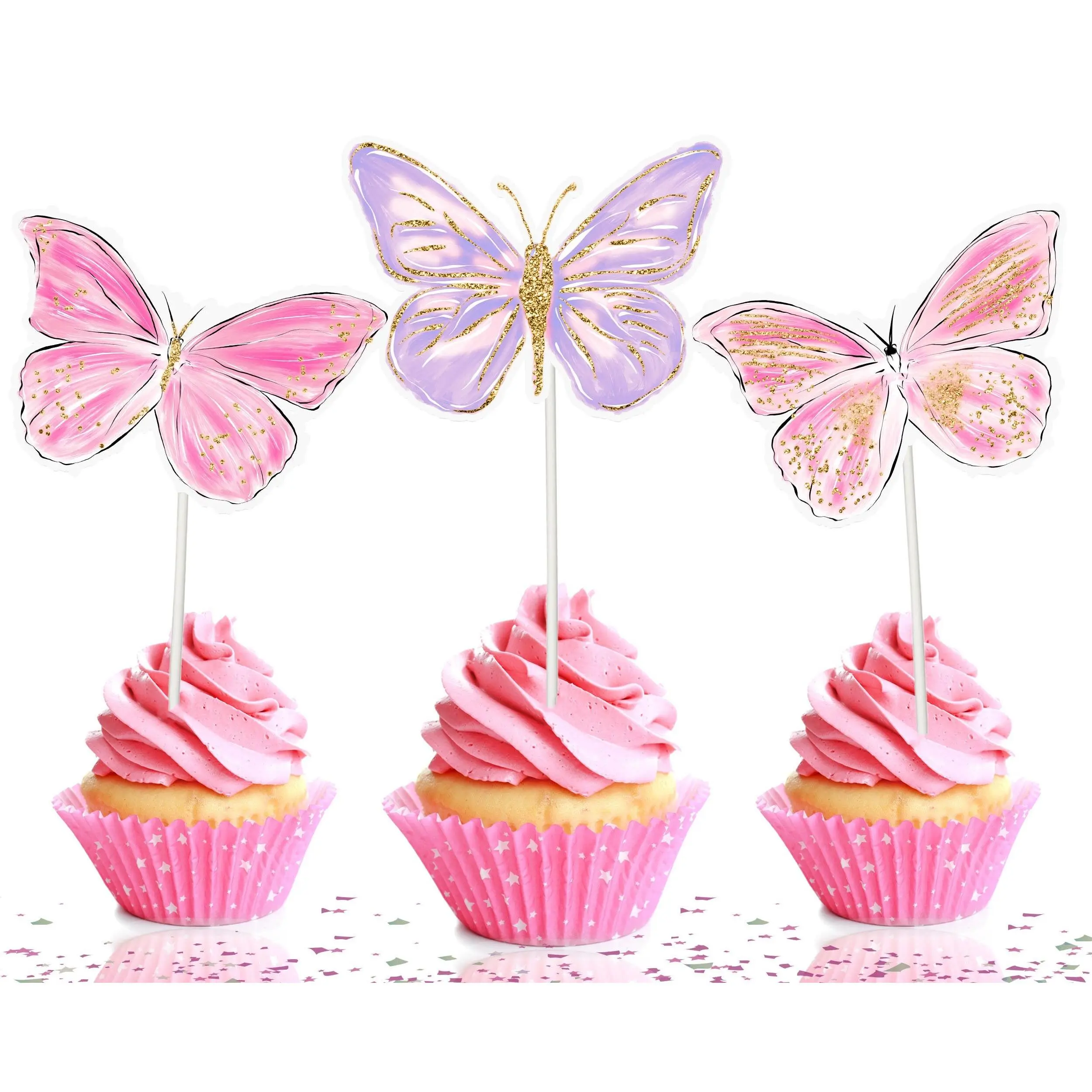Elegant Butterfly Cupcake Toppers - Whimsical Beauty for Your Desserts!