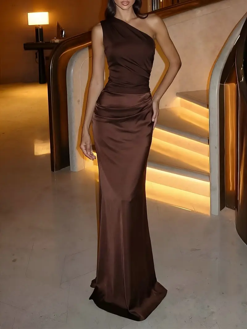 Brown LONG SATIN DRESS - TikTok Shop Brown LONG SATIN DRESS - TikTok Shop
