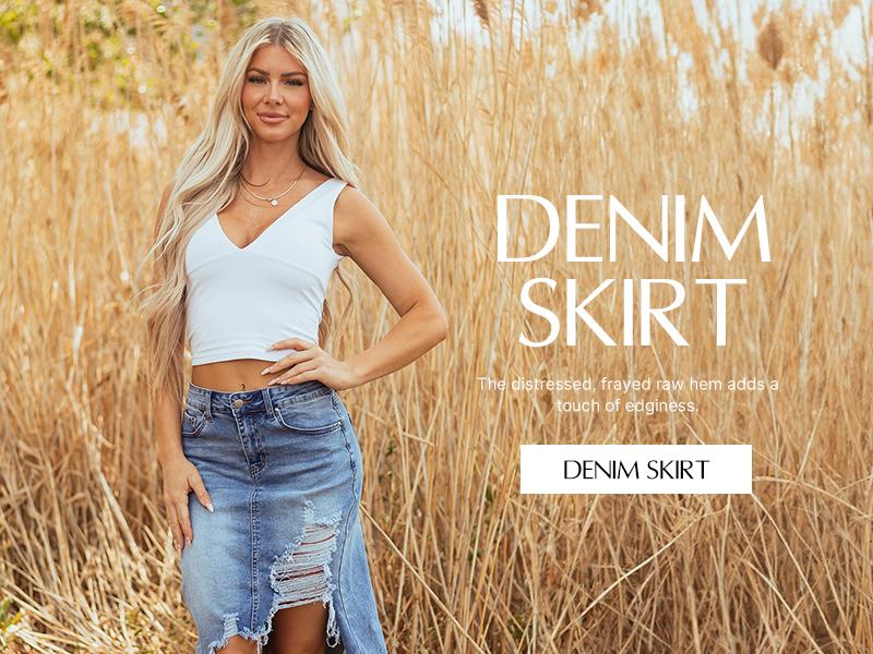 Asvivid Women Western Cowboy Denim with Pockets Midi Skirt Casual Cotton Jean Skirt Asymmetrical Slit Ripped Frayed Hem Skirts Basic Bottom for Daily Vacation Streetwear