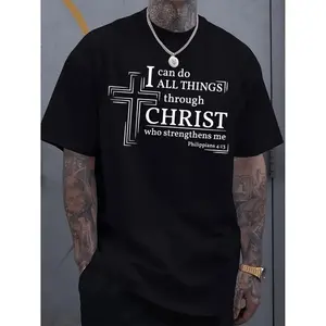 All Things Through Who Strengthens Me T-Shirt Mens Casual Short Sleeve Round Neck Summer Autumn Top Holiday Gift Unisex Tee