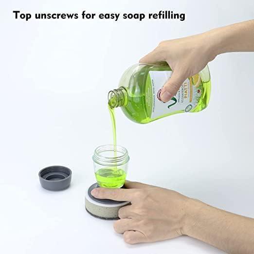 Soap Dispensing Dish Brush Cleaning Steel Wool Scrubber for Dishes Pans Kitchen Sink Bathtub Tile and Household