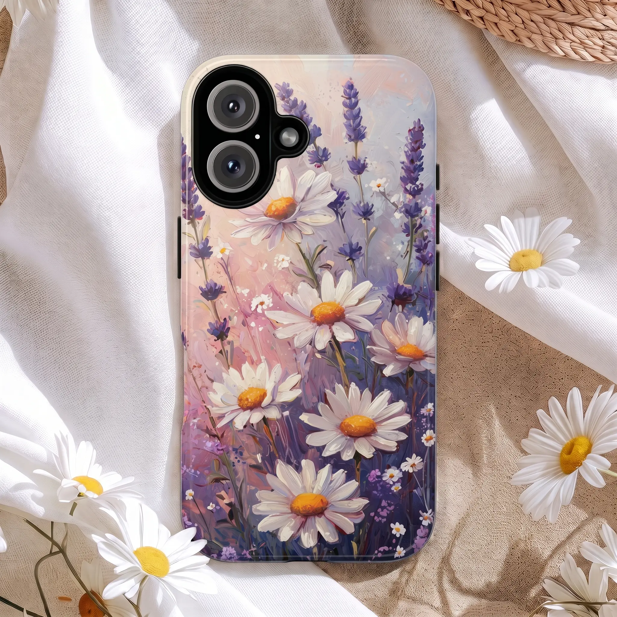 ARCHIVE22 Wildflower Daisy & Lavender Phone Case, Purple Floral Botanical Meadow Design, Soft Cottagecore Aesthetic Protective Case for iPhone, Samsung Galaxy & Google Pixel