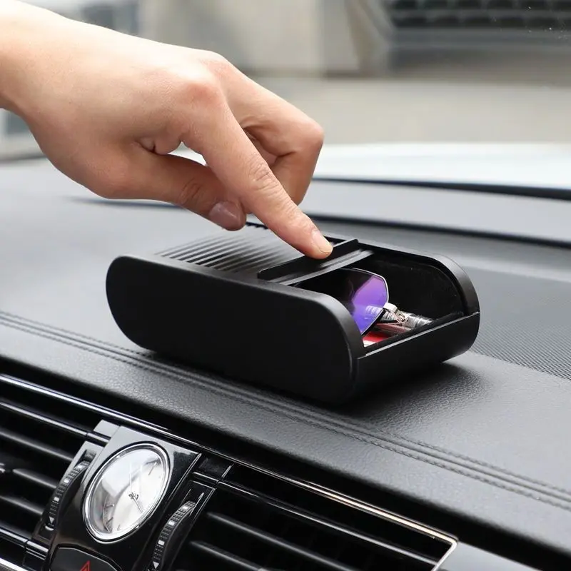 Car Dashboard Storage Box, Slide Cover Multi-Function Car Interior Organizer, Non-Slip Base Sunglasses Card Key Coin Holder, Universal Car Accessory, Car Organizers And Storage