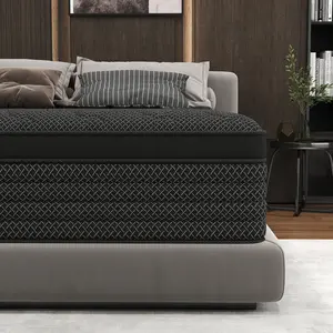 BOMASS 12" 14" Mattress Twin Full Queen King Hybrid Gel Memory Foam Individual Pocket Spring Black Mattresses Medium Firm Back support Bed in a box