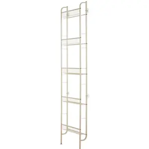 Behind Door Bathroom Shelf Narrow 5-Tier, Slim Storage Rack for Small Spaces with Anti-Slip Base, Freestanding Over The Door Organizer, Space Saving Shelving Unit for Bathroom Kitchen Pantry, Ivory