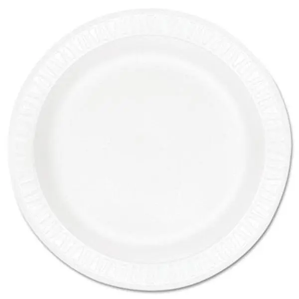 DRC Disposable Concorde Foam Plates, 10.25 in Diameter, White, 125 per Pack, 500 per Carton