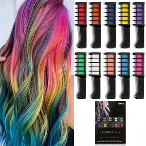 This 10-color temporary highlight hairbrush and Comb set is suitable for carnivals, parties, and DIY cosplay. The washable brush and hair dye last for over 24 hours without damaging your natural hair color. Gentle on hair