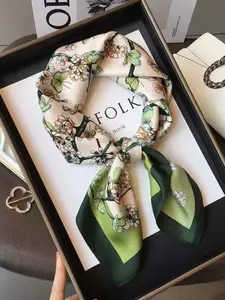 Fashion Floral Pattern Scarf, Smooth Texture, Lightweight and Breathable, Multi-Functional Use, Headscarf, Shawl, Wrap, All Seasons