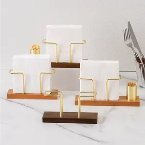 Vintage Style Wooden Paper Towel Holder, Square Straight Edge Standing Design, Ideal for Restaurant & Coffee Shop Tables, Bathroom Accessories, Bathroom Supplies