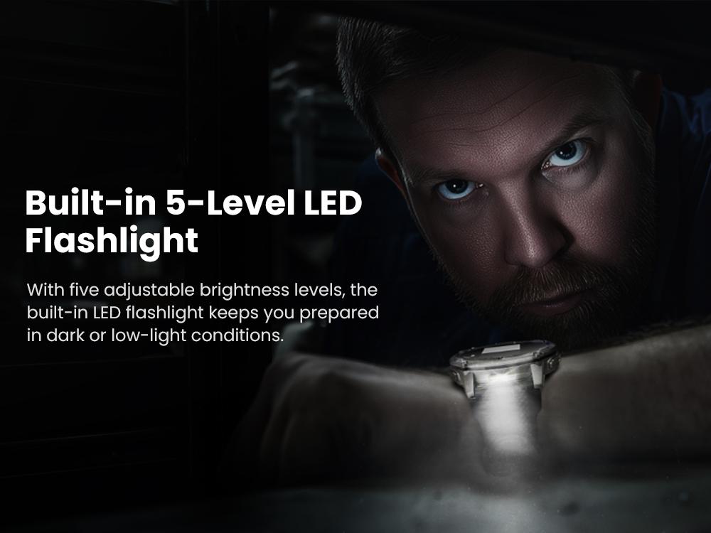 KOSPET Tank T4C Smart Watch for Men with LED Flashlight, 1.5” AMOLED Display, Dual-Band GPS&Compass, 50-Days Battery, 24/7 Heart Rate/Sleep Monitor, 50m Waterproof, Bluetooth Call/Walkie-Talkie