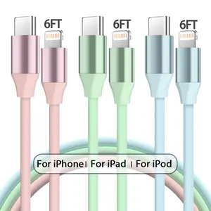 1piece/3pcs 20W 6FT [MFi Certified] USB-C to Lightning Super Fast Charging Cable For iPhone 14/13/12/12 Pro/ Max/12/Mini/11/11 Pro/XS/Max/X R/X/8/8/7/6/Plus/iPad mini And More Colors
