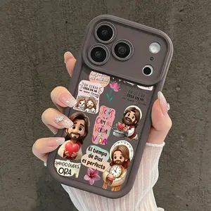 Jesus & Kids Artistic Phone Case for iPhone 17 17 Pro Max 17 Air 16 15 14 13 12 11 Soft TPU Shockproof Christian Faith Cute Gift Smartphone Cover TYJT260408001