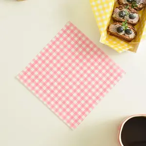 100Pcs 7 x 7 Inch Red Checke Greaseproof Wax Paper Sheets for Food, Greaseproof Deli Wrapping Sheets as Basket Liners for Picnic