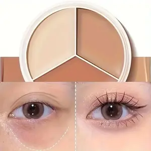 3-color Concealer - Highlighting and Contouring Cream Foundation, completely covers blemishes, dark circles, and freckles, long-lasting matte finish, provides a lightweight and flawless base