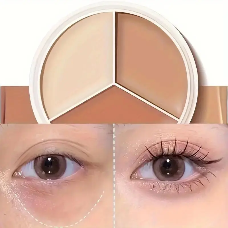 3-color Coverage Concealer - Highlighting and Contouring Cream Foundation, Corrector Concealer, completely covers blemishes, dark circles, and freckles, long-lasting matte finish, provides a lightweight and flawless base
