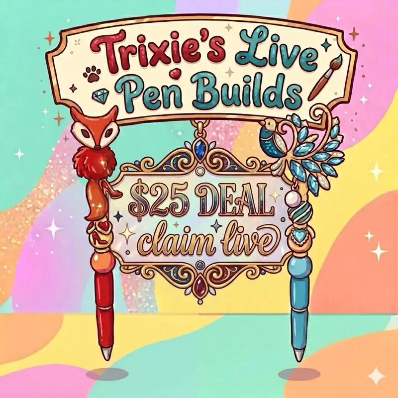 Trixie’s Custom Rhinestone Beaded Pen - Handmade Crafts Live Pen Builds, One-of-a-Kind