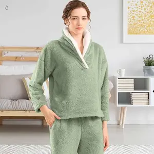 Fluffy Pajamas for Women Set Soft Comfy Fleece Pjs Pullover Pants Loose Plush 2 Piece Sleepwear Fuzzy for Winter