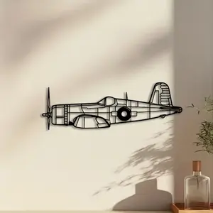1pc Corsair Aircraft Metal Artistic Wall Art, Corsair Aircraft Statue Mural Decoration, Decorative Artwork, Perfect for Living Room Wall, Office Wall, Gallery Wall, Christmas Decor, Ideal Gift for Aviation Enthusiasts, Powder-Coated Metal