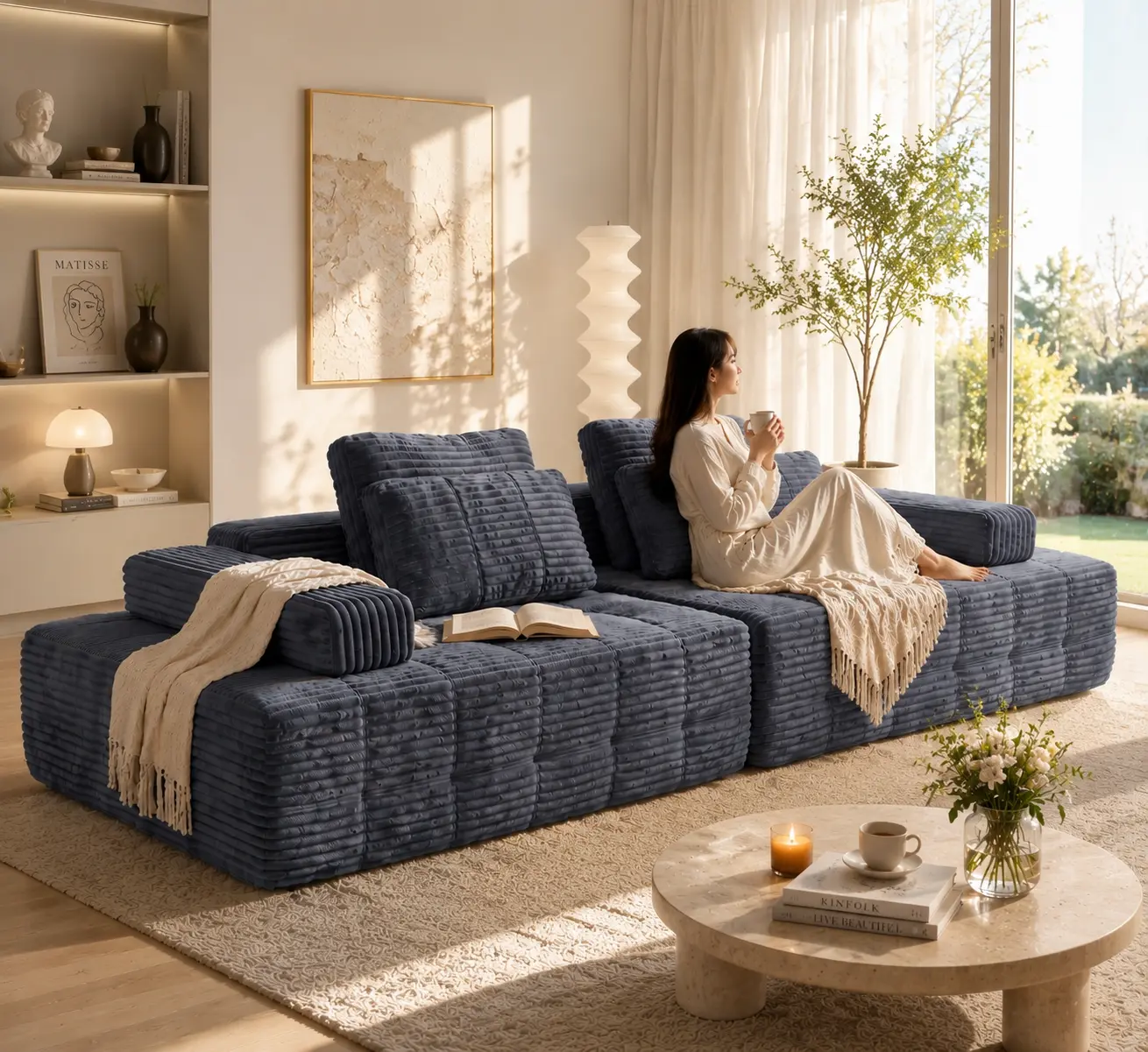 【Father's Day】Modular Boneless Sectional Couch - Oversized Chaise Lounge with Deep Seats, No Assembly Required, Free Combination, Modern Boneless Couches, Indoor Living Room Furniture, Summer-Ready Cloud Sofa