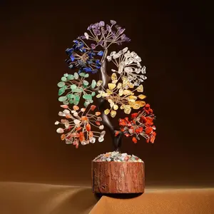 F-AP05  7 Chakra Crystal Tree of Life,Birthday Gifts for Women, Healing Crystal and Stones for Positive Energy,Gifts for Sister and Mom,House Warming Gift,Money Feng Shui Tree Decoration