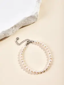 White Freshwater Pearl Bracelet  S925Silver Chain One Size Fits ALL Women Gift