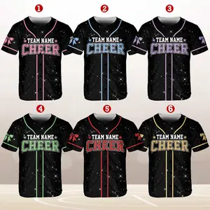 Personalized Team Name Number Bow Ribbon Baseball Jersey, Custom Glitter Cheer Baseball Jersey, Glitter Jersey, Shirt For Cheerleader